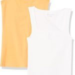 Essentials Women's Slim Fit Square Neck Tank, Pack of 2